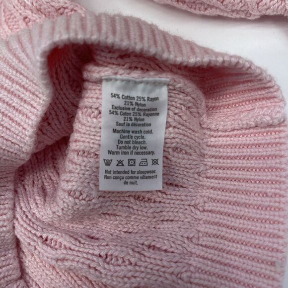 Janie and Jack Baby Girls Sweater Size 18m Pink Cable Knit Heart Valentines - Picture 5 of 5